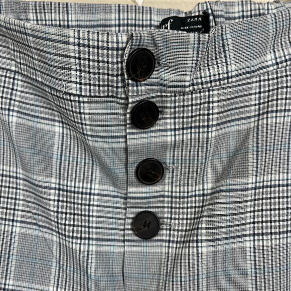 Zara women grey plaid pants button closure 2 front pockets  size XL academia - Picture 13 of 16